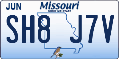 MO license plate SH8J7V