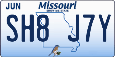 MO license plate SH8J7Y