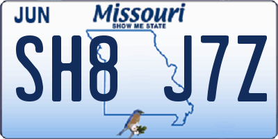 MO license plate SH8J7Z