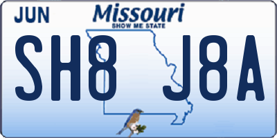 MO license plate SH8J8A
