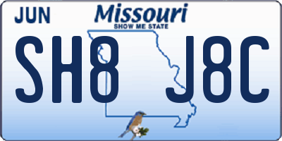 MO license plate SH8J8C