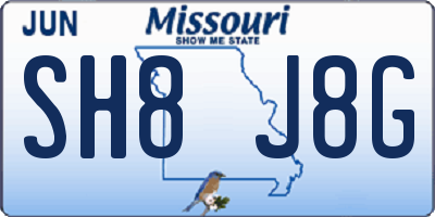 MO license plate SH8J8G