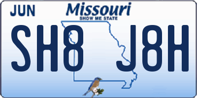 MO license plate SH8J8H