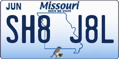 MO license plate SH8J8L