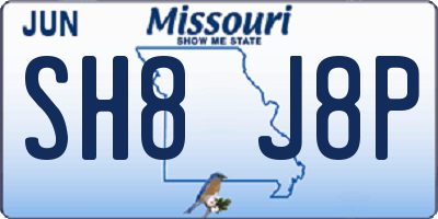 MO license plate SH8J8P