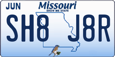 MO license plate SH8J8R