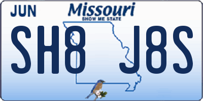 MO license plate SH8J8S