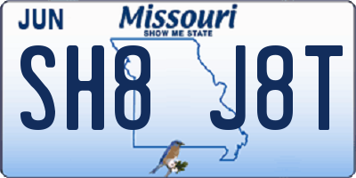 MO license plate SH8J8T