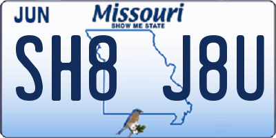 MO license plate SH8J8U