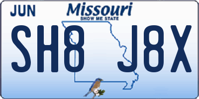 MO license plate SH8J8X