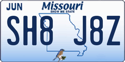 MO license plate SH8J8Z
