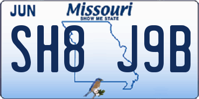 MO license plate SH8J9B