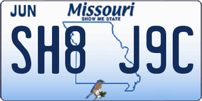 MO license plate SH8J9C