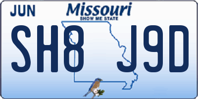 MO license plate SH8J9D