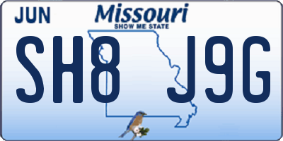 MO license plate SH8J9G