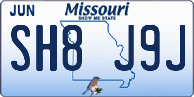 MO license plate SH8J9J