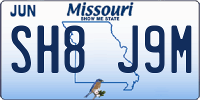 MO license plate SH8J9M
