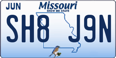 MO license plate SH8J9N