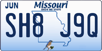 MO license plate SH8J9Q