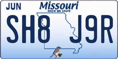MO license plate SH8J9R