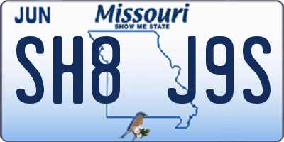 MO license plate SH8J9S