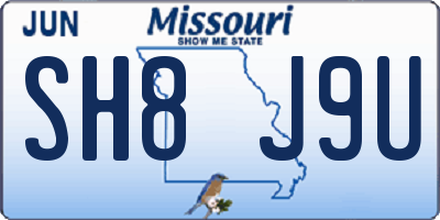 MO license plate SH8J9U