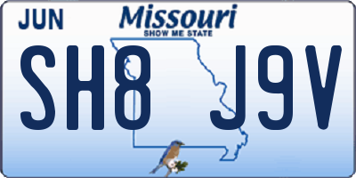 MO license plate SH8J9V