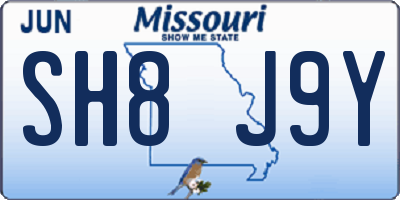 MO license plate SH8J9Y