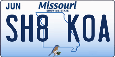 MO license plate SH8K0A