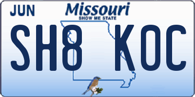 MO license plate SH8K0C