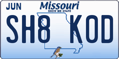 MO license plate SH8K0D