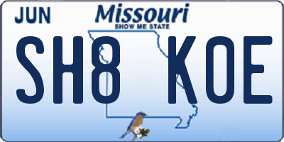 MO license plate SH8K0E