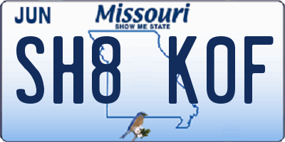 MO license plate SH8K0F