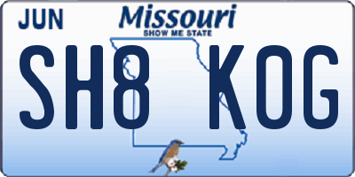 MO license plate SH8K0G