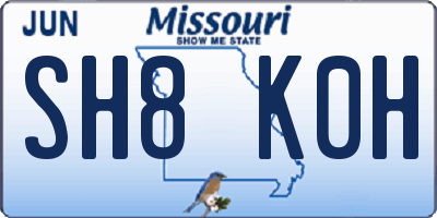 MO license plate SH8K0H