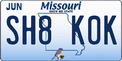 MO license plate SH8K0K