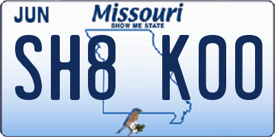 MO license plate SH8K0O