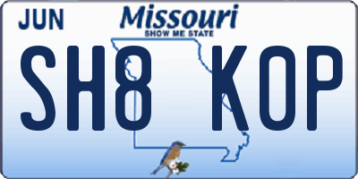 MO license plate SH8K0P