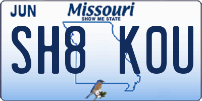 MO license plate SH8K0U