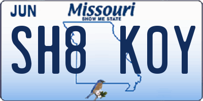 MO license plate SH8K0Y