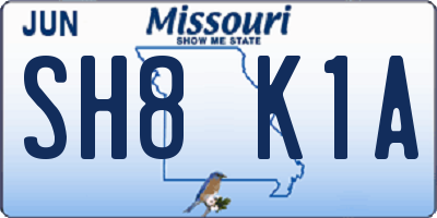 MO license plate SH8K1A
