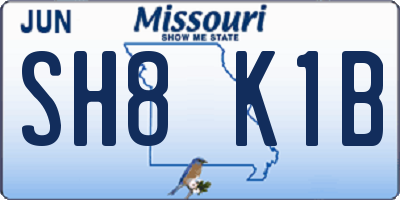 MO license plate SH8K1B
