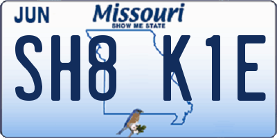MO license plate SH8K1E