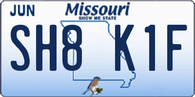 MO license plate SH8K1F