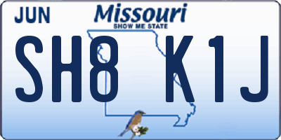MO license plate SH8K1J