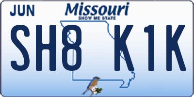 MO license plate SH8K1K