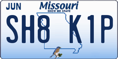 MO license plate SH8K1P