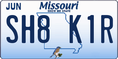 MO license plate SH8K1R