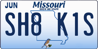 MO license plate SH8K1S