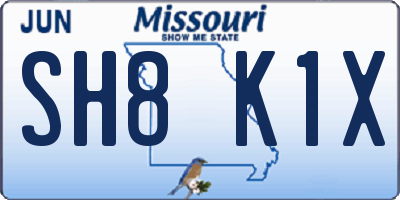 MO license plate SH8K1X